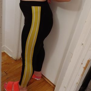 Leggins used no flaws 100% polyester Black yellow